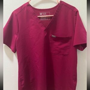 Pink one pocket figs scrub top